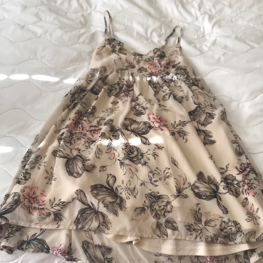White floral babydoll dress.
